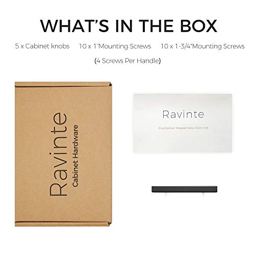 Image of Ravinte 5 Pack 5'' Square Cabinet Pulls Matte Black Stainless Steel Kitchen Drawer Pulls Cabinet Handles 5 inchLength, 3 inch Hole Center