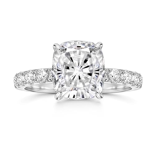 Michooyel S925 3ct Cushion Cut Cubic Zirconia Engagement Rings For Women Wedding Ring Promise Ring Sterling Silver Wedding Band
