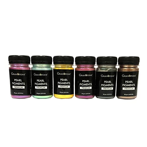 GRANOTONE Non-Toxic Pearl, Mica Pigment Powder for Epoxy Resin, Soap, Painting, Art and Craft Projects (Vibrant Colors Set of 6, 20 GMS Each)