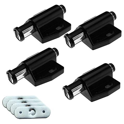 4x Magnetic Push to Open Touch Latch Catch Damper for Cabinet Cupboard Drawere Black Cover