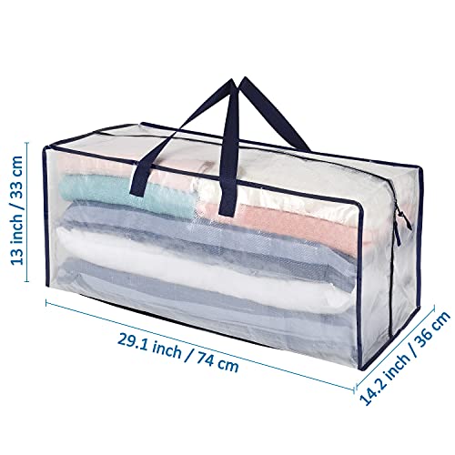 VENO 4 Pack Heavy-Duty Moving Bags Extra Large W/Backpack Straps, Moving House Essentials, Strong Handles & Zips, Clothes Storage, Packing, Laundry Bags, Reusable and Sustainable (Clear, 4 Pack)