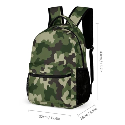 Green Camouflage Seamless Cute Backpack Travel Daypack Lightweight Back Pack with Pockets2