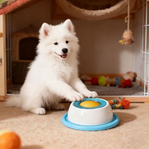 Leckschüssel für Hunde, Haustier Leckspaß Rotierende Runde Interaktive Slow Feeder Katze Hund Lecken Spielzeug Für Kleine Mittlere und Große Rassen Tiere (Blau)