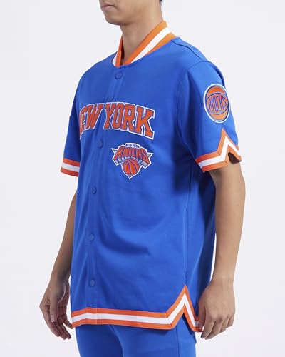 Pro Standard Mens NBA New York Knicks Classic Chenille Button Down Royal Blue/Orange M - Image 3