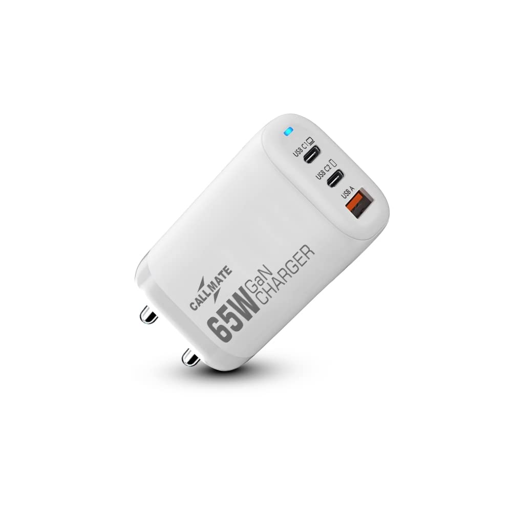 CALLMATE 65W 3-Port GaN Wall Charger PPS PD3.0 QC3.0 Fast Charging Adapter with 2 USB-C Ports + 1 USB-A Port for MacBook Pro Air iPad Pro Air iPhone 14 13 12 Pro Max Mini (White) (B0BLKBWP83) Amazon Price History, Amazon Price Tracker