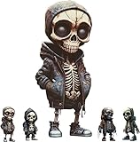 Rocky Green Figuras de esqueleto geniales, 2023, nueva bonita estatua de esqueleto de Halloween, adornos coleccionables, decoración única, regalo divertido para coleccionistas de estatuas (A)