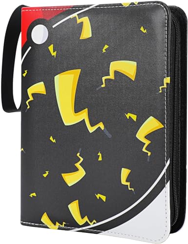 LuckBoyi Trading Card Albums 4 Pocket,Trading Card Binder Waterproof, Premium Cards Holder Album with Removable Sleeves, Trading Card Albums for Boys and Girls (Yellow 4Pocket)