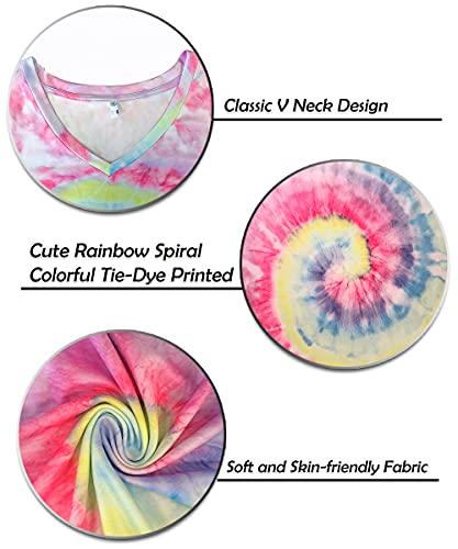 Image of TIYOMI Plus Size Tops for Women V Neck Tshirts Basic Tunic Casual Hawaii Floral Tie Dye Camo Summer Short Sleeve Tee XL-5XL