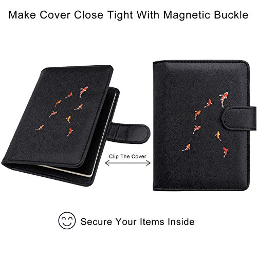 Image of WALNEW Passport Holder for Travel, RFID Passport Cover Wallet for Women Men, PU Leather Passport Book Card Holder Case with Pen (Buckle Closure, Buckle-Carp)