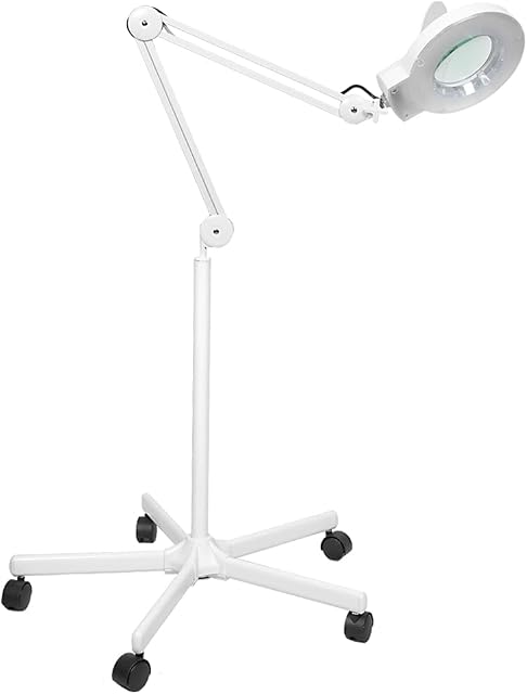 Sanqiao 5X Magnifying Vertical Lamp Floor Stand LED Lamp Stand Magnifier Lamp Adjustable Beauty Light Beauty Salon Tattoo Nail Skin White