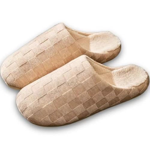 Fuzzy Checkered Slippers Fluffy Cozy Comfy Memory Foam House Slippers Warm Soft Plush Slides Anti-Skid Indoor Outdoor Home Bedroom Shoes for Women and Men
