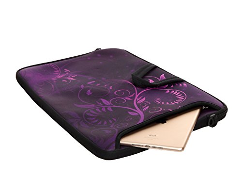 14-Inch Neoprene Laptop Shoulder Messenger Bag Case Sleeve For 13 13.3 14 14.1" Inch Notebook/Chromebook (Purple Flower) #TOP2
