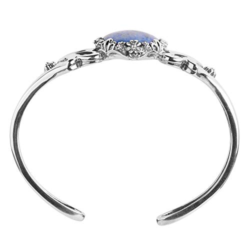 American West Bracelet Sterling Gemstone Lapis Floral Cuff Size Small #TOP4