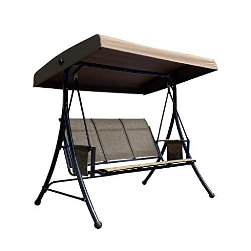 Jahh 3 Persons Outdoor Porch Swing Chair With Cushions, Pillows, Canopy Adjustable #TOP23
