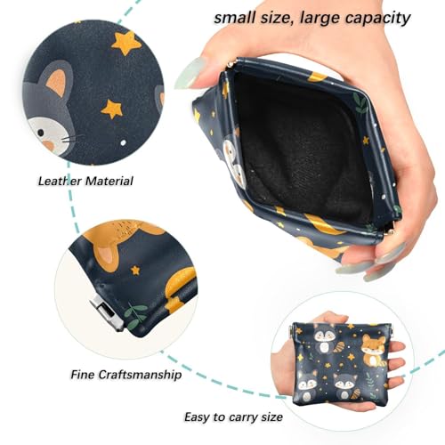 Coin Purse for Women Moon Raccoon Coin Pouch Change Holder PU Leather Mini Wallet Portable Coin Bag Money Pocket2