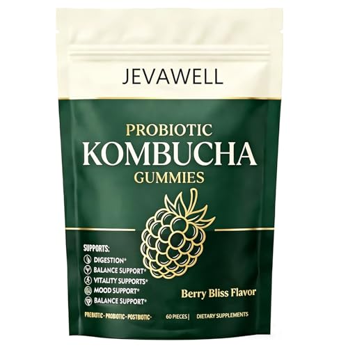WUJECT Jevawell Kombucha Gummies Digestive & Gut Health Support - Berry Flavor - 60 Gummies