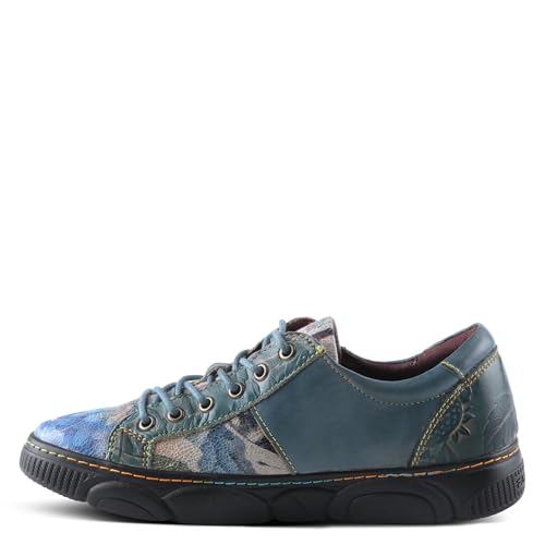 L'Artiste by Spring Step Women's Danli-Bloom Sneaker – Hand-Painted Leather Platform Shoes with Zipper & Lace-Up Closure, Removable Insole, Rainbow Stitching, Comfort Fit2