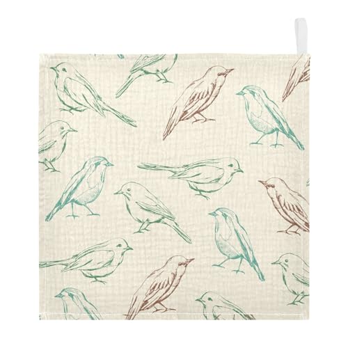 Image of vvfelixl Color Birds Baby Burp Cloths Baby Muslin Washcloths for Boys Girls Cotton Baby Face Towel for Newborn Infants Soft and Absorbent 11.8 X 11.8 in, 5 Pack