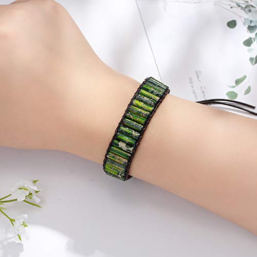 Image of Plumiss Women Boho Handmade Natural Stone Crystal Leather Bead Wrap Bracelets Collection