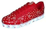  FIG Unisex-Erwachsene Led Sneaker, Rot (Rot Mit Weißem Kölner Wappen Rot), 41 EU