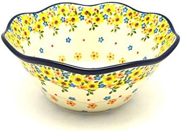 Polish Pottery Bowl - Curvy Edge - 8" - Buttercup