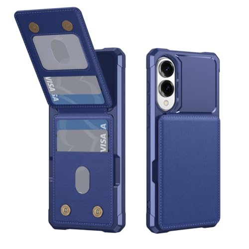 Étui portefeuille Galaxy S24 bleu finition premium de protection