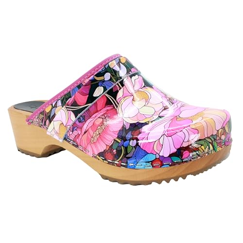 Image of Bjork Maja Wood Open Back Leather Clogs