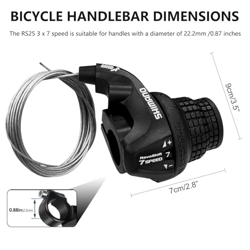 Airuzara 2 Pcs Bike Gear Shifters 3×7 Speed, Bicycle Revoshift Shift Lever RS25-3R RS25-7R Bicycle Twist Grip Thumb Gear Shifter for MTB Folding Mountain Bike