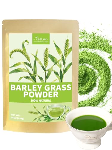 Image of TeeLux Barley Grass Powder, 16oz Green Drink Powder, Mild & Smooth Taste | Blend with Water, Smoothies & Milk, Easy Drink Mix for Hot or Iced Use, Sugar Free