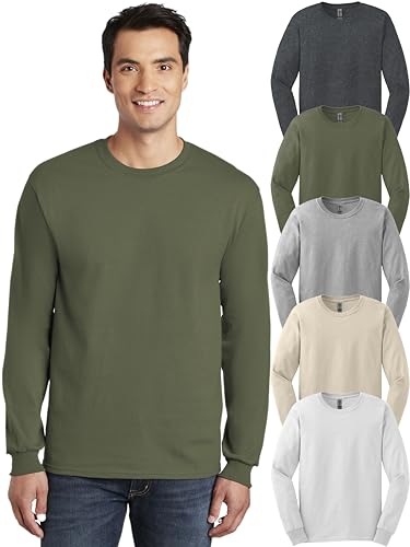 Gildan Long Sleeve T Shirts for Men - G2400 - Make Your Own Multipack (2, 3, 4, 5-Pack)