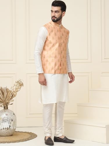 Image of SOJANYA (Since 1958 Men's Silk Blend Kurta Pyjama With Nehrujacket Set