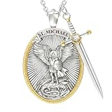 Clyhon Arcángel San Miguel Collar Colgante Con Alas De Ángel Para Hombre, De Aleación Retro Para Hombre, Con Colgante De Oración, Regalo Cristiano