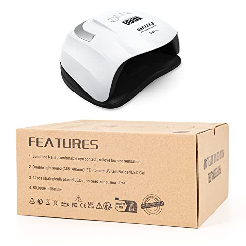 نيل جيرلز مصباح LED بالاشعة فوق البنفسجية 168 واط سريع بالاشعة فوق البنفسجية لطلاء الاظافر الجل ومعالجة احترافية مع 4 اعدادات مؤقت ومستشعر تلقائي، مجفف اظافر جل LED لاظافر اليدين والقدمين للاستخدام