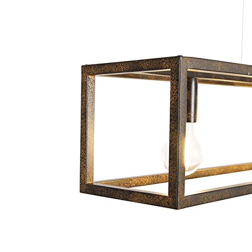 QAZQA Industrie Hängelampe „Cage“ – Rostbraun, 4-flammig, Verstellbar, Für Wohnzimmer & Küche, E27