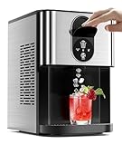 Antarctic Star Nugget Ice Maker Countertop with Soft Chewable Ice, 44Lbs/24H Portable Pellet Ice Machine with Self-Cleaning, One-Click Operation, for Home/Kitchen/Office, Stainless Steel, Silver