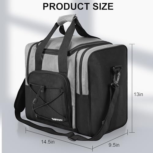 DAFISKY Bowling Ball Bag for Single Ball - Bowling Bag Tote for 1 Ball and Shoes with Padded Holder, 2 Pockets Fits Men & Women bowling Shoes Up To Mens Size 14, GREY
