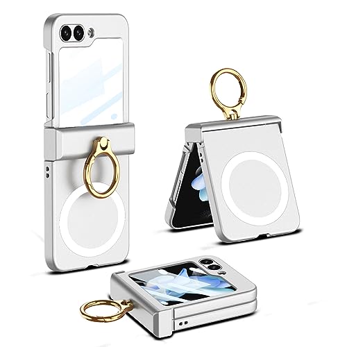 Coque Galaxy Z Flip 5 MagSafe Soyeacrg avec anneau support et charnière intégrale PC