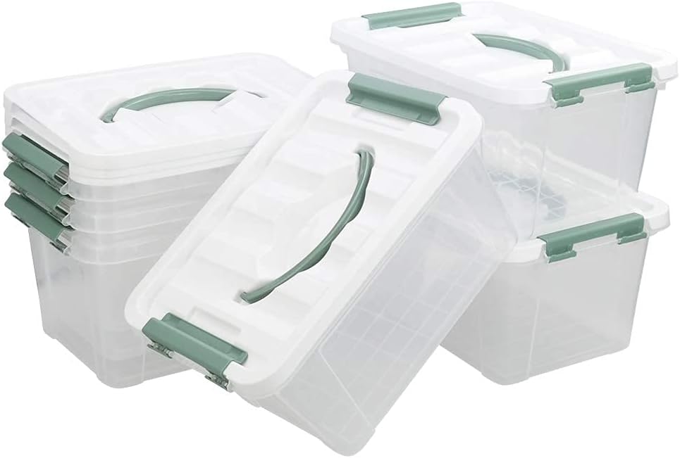 6-pack Clear Latch Box, 6 Quart Plastic Storage Box with Lid