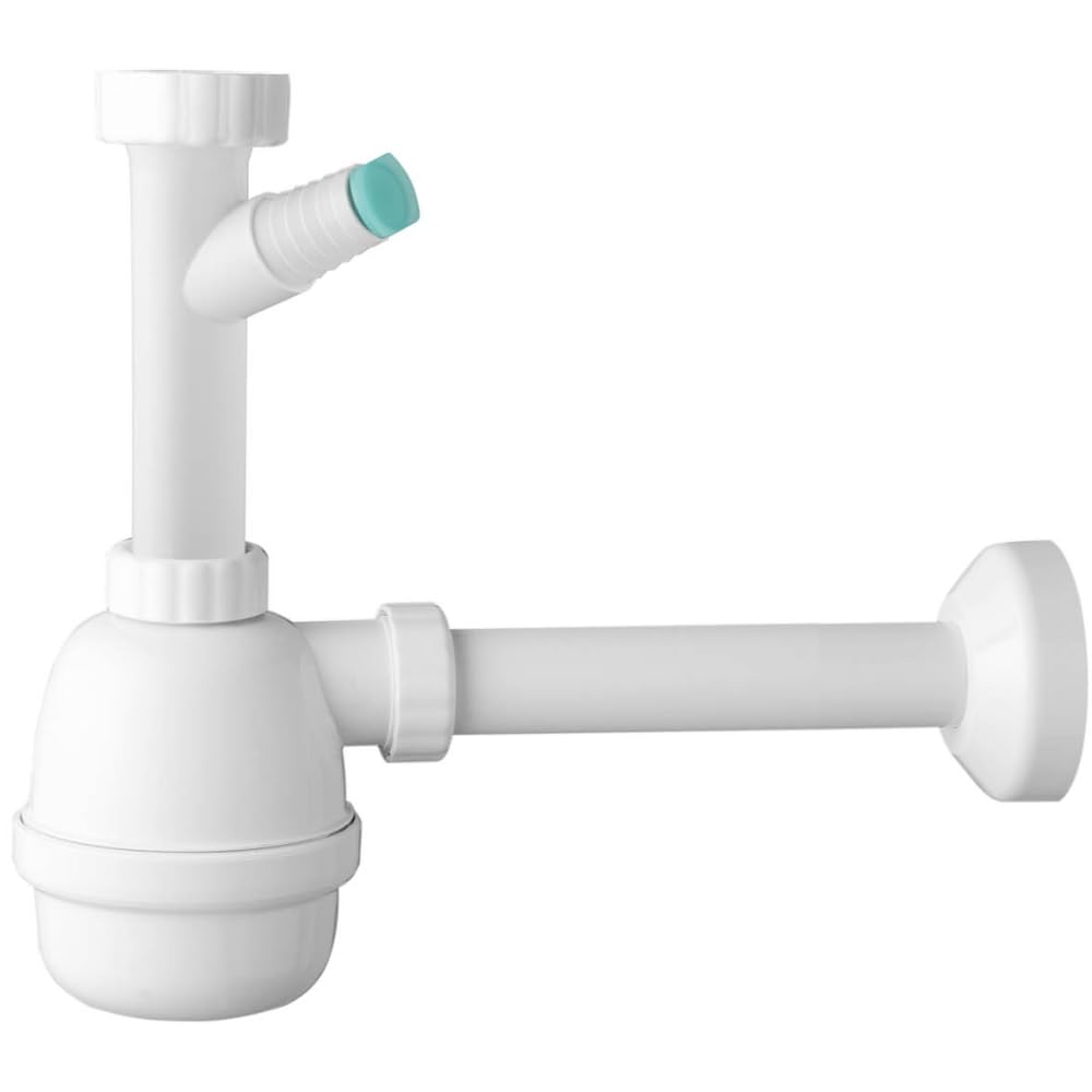 Schläfer Bianco 4395310 | Kitchen Sink Siphon, Space-Saving Universal Siphon For Sink And Washbasin 1" 1/2 - With Dishwasher Nozzle Or Washing Machine, Drain Fitting Trap Diam. 40Mm, Telescopic Height
