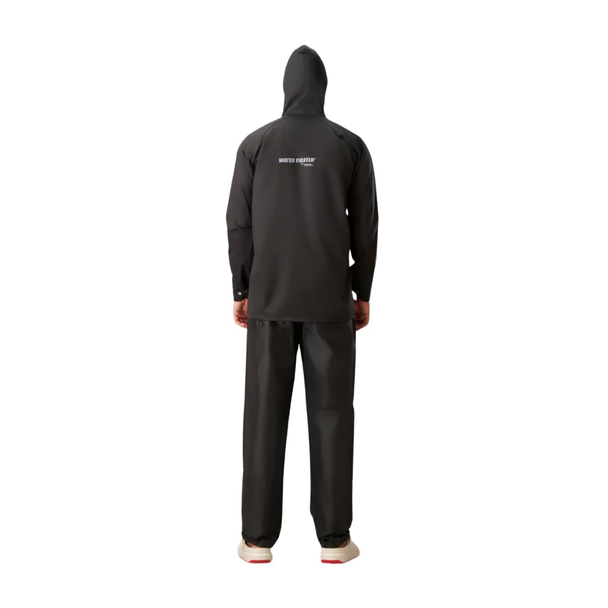 WATER FIGHTER by ZEEL Rain Coat for Men with Adjustable Hood, Polyester Waterproof Full Sleeves Raincoat, Top and Bottom Set Rainwear, Front Zip with Flap, Lightweight Raincoat (EWF79, Black, XXL) - Image 2 thumbnail