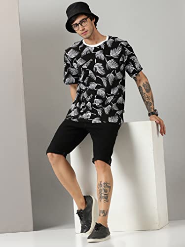 Image of RodZen Men's Cotton Round Neck Half Sleeve Oversized Printed T-Shirt