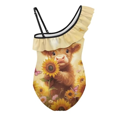 Girls Swimsuit One Piece Bathing Suit Ruffle Cute Little Kids Swimming Suits Beach Swimwear 3T-142