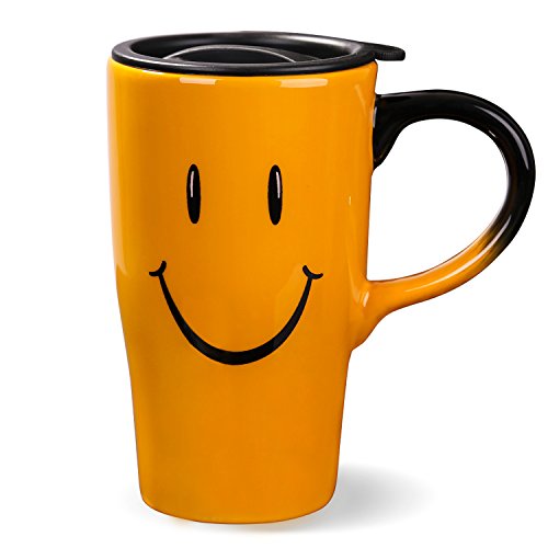 Minigift MN1001 Travel Cup, Tea Coffee Mug Beautiful Ceramic Cups with Lid，Handmade Milk