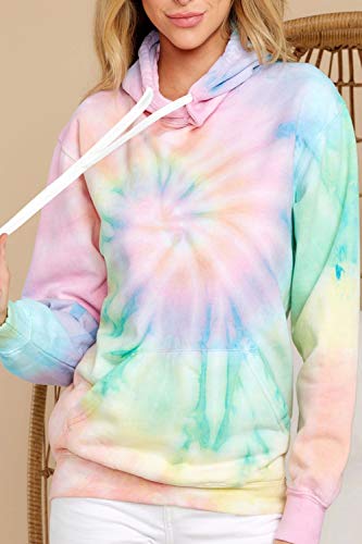 Hvepuo Womens Tie Dye Hoodies Lightweight Long Sleeve Cute Trend Pullover Tops Graphic Teen Girl Sweater Spring Comfy Clothes For Women Green Xxl #TOP1