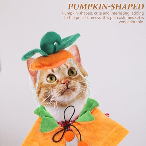 Disfraz para perro set capa y sombrero calabaza Halloween miniatura 4
