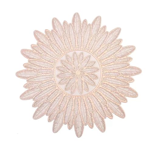 Image of HomeCloud PVC Material Round Shape Table Mat, Dining Table Mat,Table Placemats, Round Mats,Best for Bed-Side Table /Center Table, Dining Table /Shelves (Sun Rosegold, Set of 4)