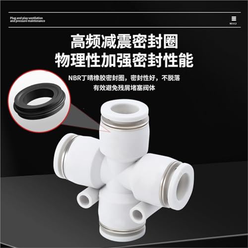 Conector rápido neumático cruzado ZA-6 en cruz de 4 vías para tubos de 6mm 5