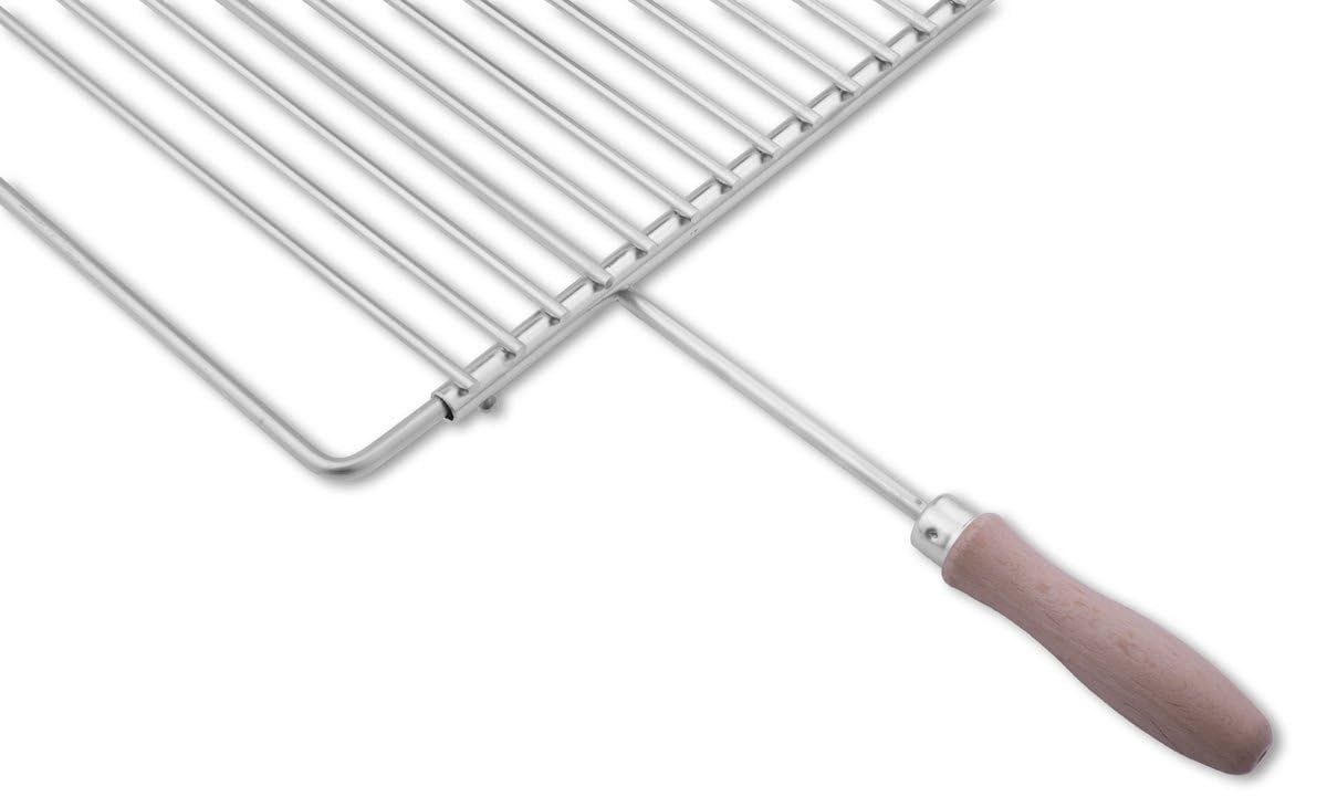 Grille barbecue inox réglable 60–70 × 45 cm avec poignées