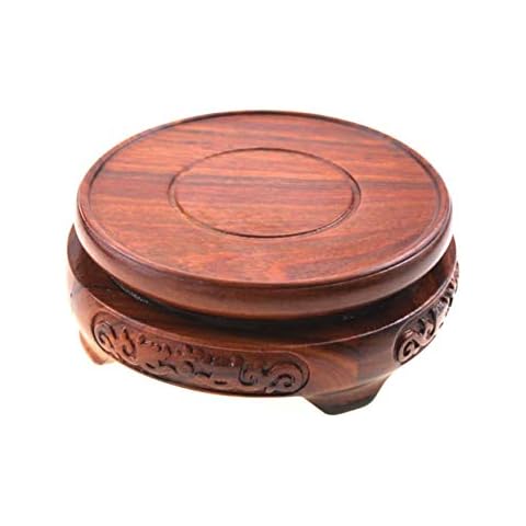 Oriental Furniture Rosewood Wood Display Stand Pedestal Round Shape Wooden Base 6 Sizes for Choice (M 9.5cm (Inner Diameter) * 4cm Height) Cover