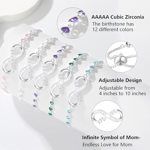 Gifts for Mom Silver Bracelets for Mothers day Birthday Thanksgiving Christmas Gifts from Son Daughters